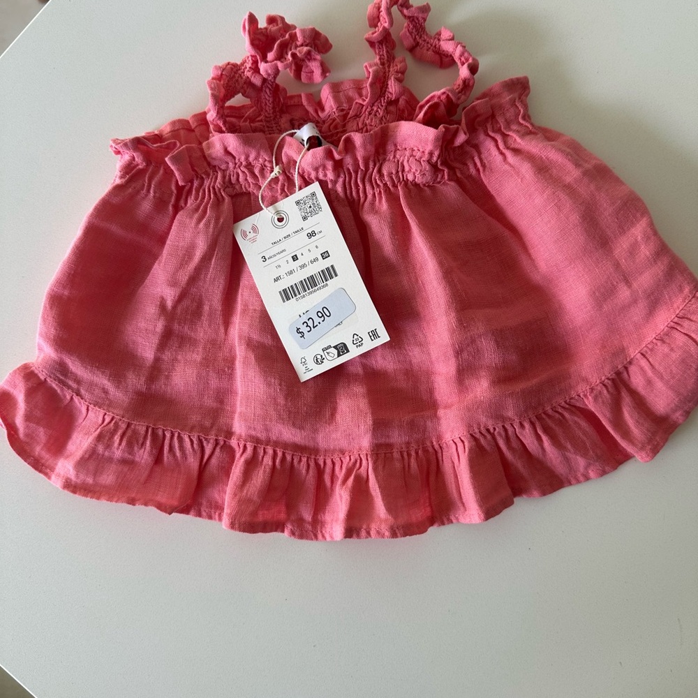 Zara Linen Ruffled Toddler Girl Top